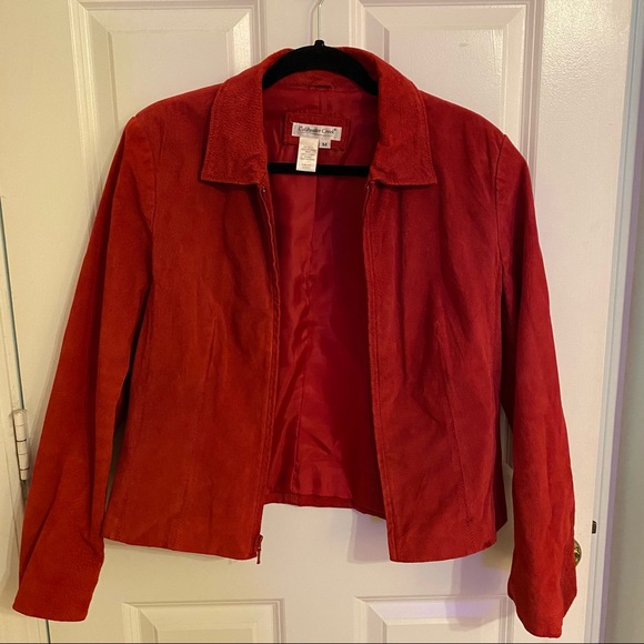 ❌ SOLD ❌ Coldwater Creek red leather zip jacket - Picture 1 of 5